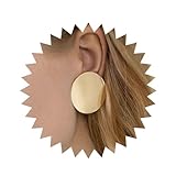 Aneneiceera Boho Coin Disc Studs Earrings Large Gold Disc Earring Circle Drop Earrings Big Round Coin Earring Minimalist Geometric Statement Earrings Jewelry for Women (Gold)