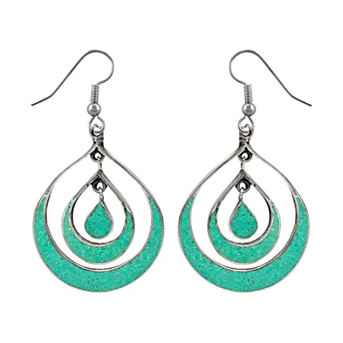 Boucles d'oreilles turquoise en argent 925 faites à la main en goutte