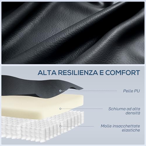 Homcom Poltrona Massaggiante Reclinabile Manuale 145° Riscaldante, 8 Punti Di Massaggio, Poltrona Relax Girevole Con Dondolo, Poggiapiedi, Telecomando, Portabicchieri, Tasche Laterali, Pelle Pu, Nero - 6