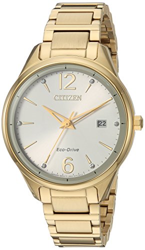 Preisvergleich Produktbild Citizen Chandler Damen-Armbanduhr 37mm Gold Solarbetrieben Analog FE6102-53A
