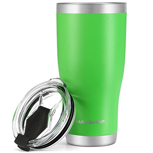 HAUSHOF 20 oz Tumbler, Stainless Steel Vacuum Insulated Coffee Tumbler Water Cup, Double Wall Travel Mug with Lid, Perfect for Hot and Cold Drinks Gre