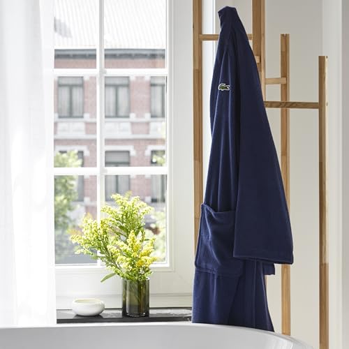 Image of Lacoste Classic Pique Cotton Terry Bath Robe, Unisex, One Size,