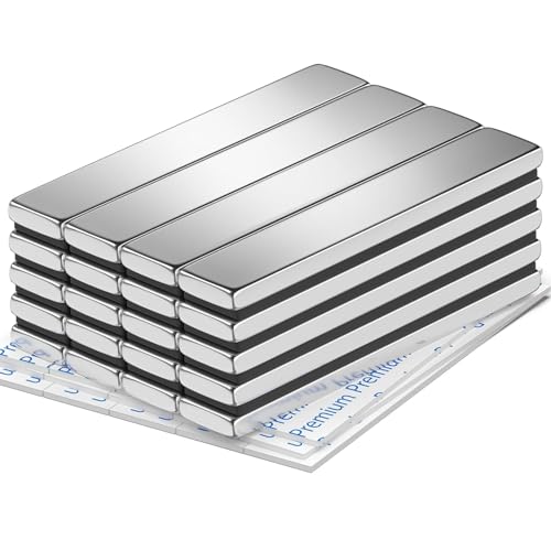 VNDUEEY Bar Magnets, Neodymium Rare Earth Magnets Heavy Duty, Extra Strong Magnet with Double-Sided Adhesive for Fridge, Rectangular Magnet Strips for Storage, Kitchen, Office, DIY, Science, 20 Pack