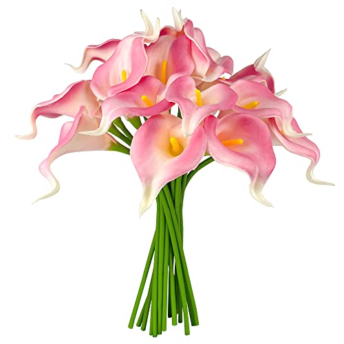 Yatim Light Pink Flowers Artificial Calla Lily Silk Flowers Bouquets 13.4" For Home Kitchen Wedding Aesthetic Decorations #TOP19