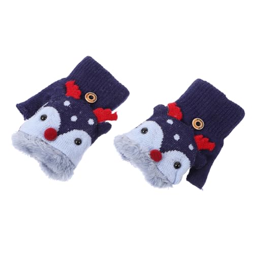 NOLITOY Winter Warm Half-finger Gloves for Boys and Girls Windproof Woolen Yarn Comfortable Fit