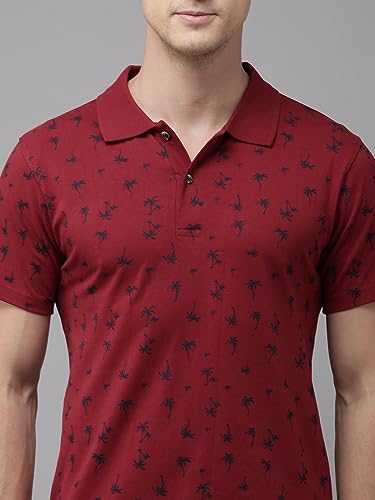 Image of KRYPTIC Mens Pure Cotton Printed Half Sleeve Polo Tshirt (Maroon 9 ; 2XL)
