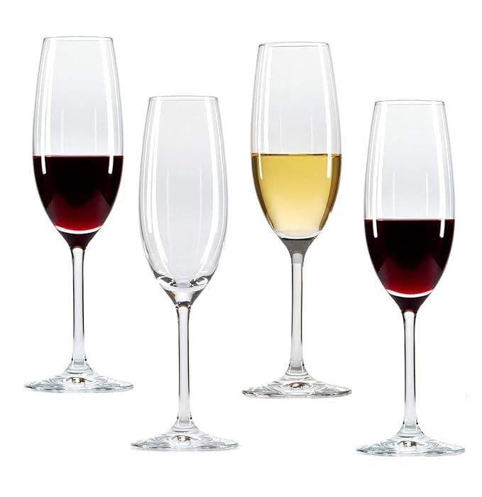 Dakshayanii Red & White Stylish Wine Glass -170ml, Elegant Bar Glassware for Champagne Glass, Cocktails and Mixed Drinks Glass, Stylish and Unique Long Champ Wine Glass,(Set of 2) 2