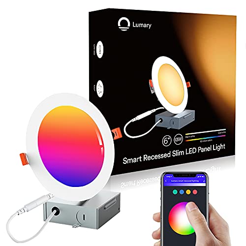 LED Recessed Lighting Slim 6 Inch - Lumary Smart LED Recessed Lights 13W 1100LM WiFi LED Retrofit Downlight with Junction Box Compatible with Alexa Google Assistant(6 Inch-1PCS)