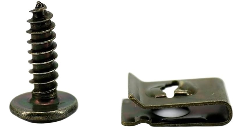Automotive Anchors Repair Accessories Cross Screw Plastic Cover Metal Retainer Self-Tapping Screw and U Fastener Clip for Motorcycle Car Repair Parts Anchors