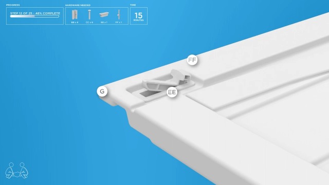 Suncast Vertical Shed, Compact Outdoor Storage System, 22 Cu. Ft. Capacity, Sand & Mustang - Lockable Multi-Wall Resin Organizer for Long-Handle Tools, Garden Supplies and Yard Equipment