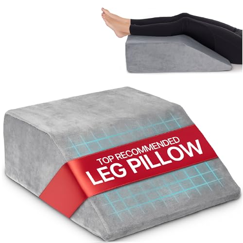 Leg Elevation Pillow - Memory Foam Leg Elevating Pillow | Leg Rest Wedge - Leg Pillow Elevation Blood Circulation | Relieves and Recovers Foot & Ankle Injuries | Foot Elevation Pillows for Swelling