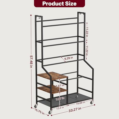 Image of Portin Disc Golf Storage Rack with Wheels, 5 Tier Disc Station Organizer