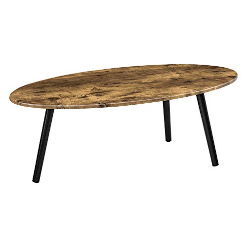 Mesa de Centro Viborg [en.casa] 109,5 x 59,5 x 39,5 cm - Salón Auxiliar Con 3 Patas Trípode, Baja de Café o Té, Efecto Madera Tono Oscuro y Negro