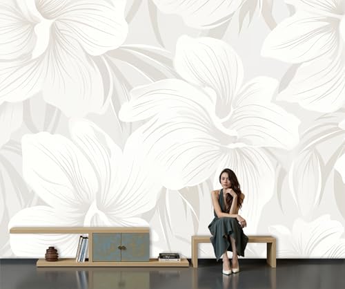 Papier peint 3D panoramique floral en soie de 400x280 cm pour la décoration du salon