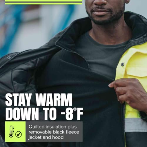 Pioneer Hi Vis 5-in-1 Rain Jacket - Waterproof Safety Jacket for Men by Pioneer - Used condition - Image 2