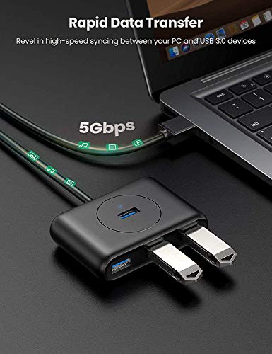 Image of LipiWorld 4 Port USB Hub 3.0 Data Hub with 115CM Portable Extension Cable High Speed Compatible for MacBook Air, Mac Mini, iMac Pro, Microsoft Surface, Ultrabooks