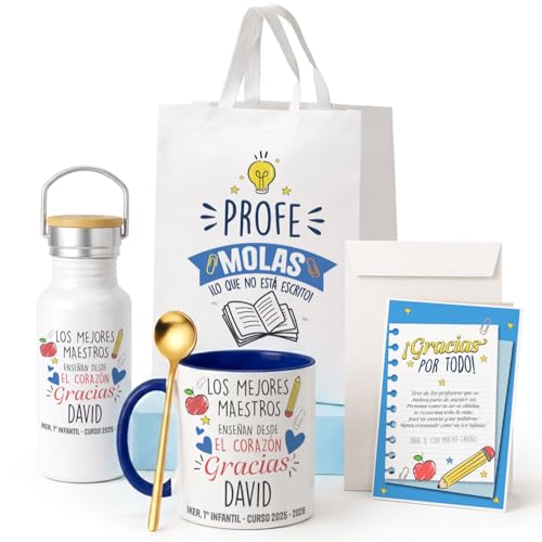 Kembilove® Regalo Profesor Fin de Curso Personalizado – Pack Original con Taza y Libreta – Detalle Útil y Creativo para Maestros – Idea de Regalo de Alumnos Kembilove® Regalo Profesor Fin de Curso Personalizado – Pack Original con Taza y Libreta – Detalle Útil y Creativo para Maestros – Idea de Regalo de Alumnos