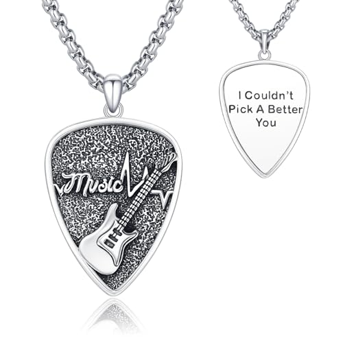 Pendentif médiator en argent sterling 925, un bijou rock ciselé pour homme