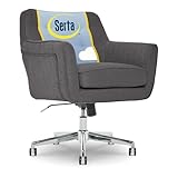 Serta Ashland Home Office Desk Chair with Button Tufted Mid-Back, Memory Foam Cushion and Padded Arms, Mid Century Modern Vanity Armchair with Wheels for Bedroom, Chrome Metal Base, Dark Gray