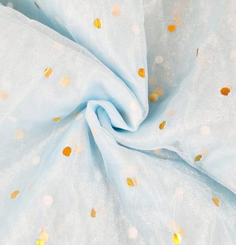 Image of SATYAM KRAFT 10 Meter Multipurpose Net Fabric Cloth for Birthday, Wedding, Valentine, Party, Event, Stage Backdrop, Pooja Background, Tent, Mandap & Festive Decoration Item (Light Blue)