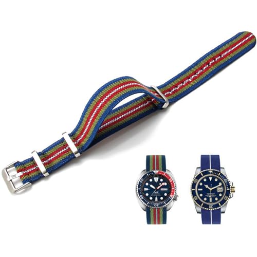 Niziruoup Nylon Elastic Watch Strap Military Parachute Style Watch Band 18mm 20mm 22mm Premium Striped Nylon One-Piece French Paratrooper Watchband Smartwatch Band Replacement Strap for Men Women