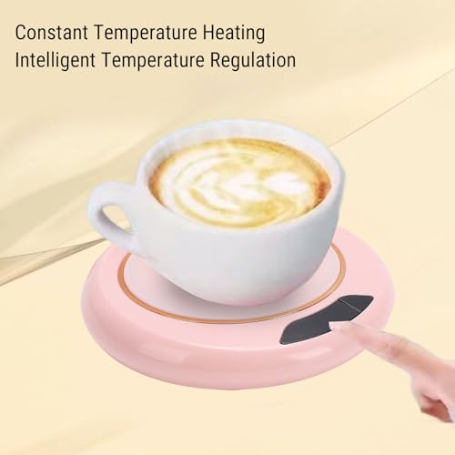 Hamwesh Elektryczny Podgrzewacz do Filiżanek, Regulowana Temperatura, Szybkie Nagrzewanie, Inteligentny Podgrzewacz do Kubków na Biurko z 3 Ustawieniami Temperatury, do Napojów (PINK)