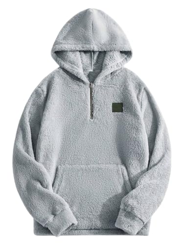 Image of TAGAS Unisex Fleece Hoodie - Ultra Soft Sherpa Pullover with Half-Zip & Kangaroo Pocket Sweatshirt Hoodie
