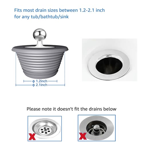 Tub Stopper, Bathtub Stopper, Universal Bathtub Drain Plug, Sink Stopper, Shower Bath Tub Drain Cover,Bathroom Accessories Replacement Jacuzzi Jet Spout Topper Rubber Hair Catcher Strainer(Patented) - Thumbnail 6