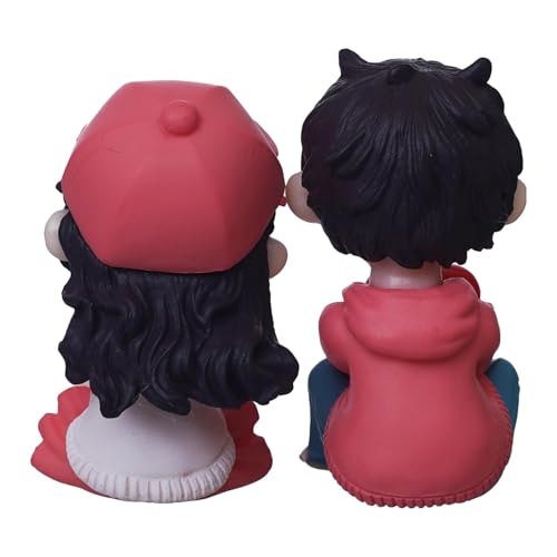 Image of Cute Cartoon Couple Car Dashboard Accessories | Plastic Action Figure Ornament with Balloon | Interior Dashboard Decoration for Car, Home, Office (8 x 4 cm) (Model 7)