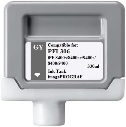 Vivid Colors VC PFI-306 Gray Ink Cartridge for Canon PFI-306GY (330ml,Gray) for Canon imagePROGRAF 8400s 8400se 9400s 8400 9400 Printer.