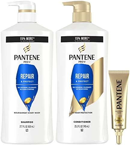 Pantene Shampoo, Conditioner And Hair Treatment Set, Repair & Protect For Damaged Hair, Safe For Color-Treated Hair (1,580 mL Total)