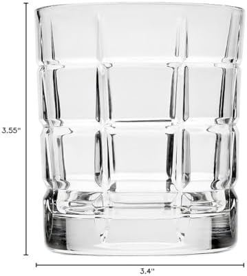 Godinger Plaid Double Old Fashioned Glasses, Set of 4, 10oz, Silver, Crystal, Reusable, Modern, Traditional, Home Bar, Kitchen, Gift, Adult, Plaid Pattern, Polished Finish image 4