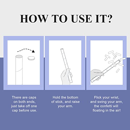 BATTIFE 7Pack Confetti Wands, Colorful Tissue Paper Flick Flutter Sticks, Confetti Shoots Poppers for Wedding, Celebrations, Anniversary, Birthday, Multi-Color, 14inch