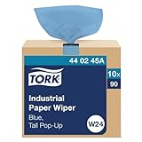 Tork Industrial Paper Wiper Blue W24, Pop-up Box, 10 x 90 Sheets, 440245A