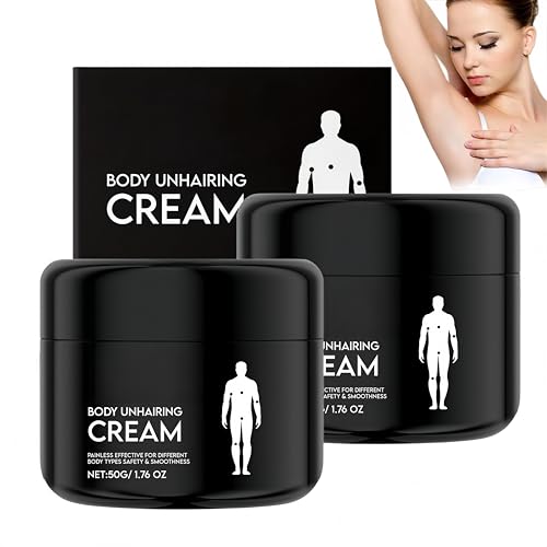 Crema depilatoria corporal, crema depilatoria para hombres y mujeres, fórmula sin vello, resultados rápidos y suaves, apta para todo el cuerpo, 50 g (2Piezas)