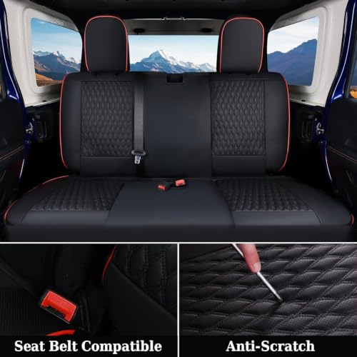 Image of Coverado Seat Covers for 2013-2017 Jeep Wrangler, Waterproof Car Seat Covers for Automotive Truck Seat Covers Custom Fit for 2013-2017 Jeep Wrangler JK 2 Door Seat Protector, FullSet, Red Line