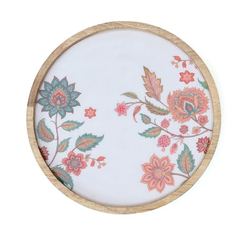 Image of Saaga Crafted with Wooden Cake Stand with Numa Printed | Multipurpose Use, Ideal Use for Pastries Cake Cupcakes Bright White