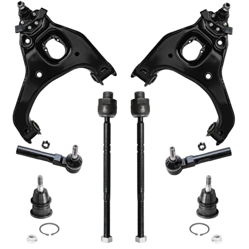 Image of Detroit Axle - RWD Front End Suspension Kit for 1999-2006 Chevrolet Silverado 1500 GMC Sierra 1500, 2 Lower Control Arms w /Ball Joints 2 Upper Ball Joints 4 Inner & Outer Tie Rods - 8pc Set