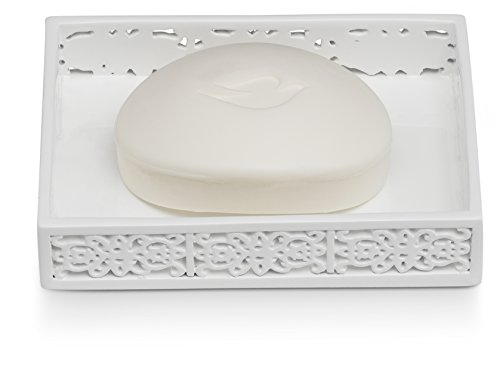 Creative Scents Mirror Janette White Bathroom Accessories Set - Decorative 4 Piece Bathroom Set - Mirrored Bathroom Accessory Set Includes: Soap Dispenser, Toothbrush Holder, Tumbler and Soap Dish - Image 7