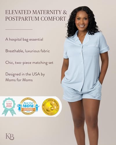 Image of Kindred Bravely Clea Maternity Pajamas & Postpartum Lounge Sets for Women, Short Sleeve Nursing Pajamas