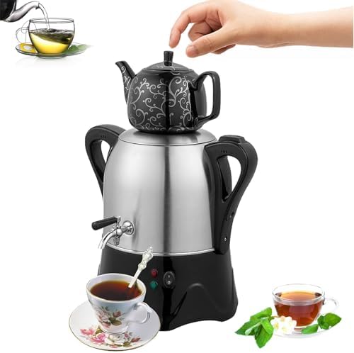 Electric Tea Maker - 2 Tier Stainless Steel Teapot with Keep Warm Function, 3L Capacity - Ideal for Scented Tea and Turkish Tea