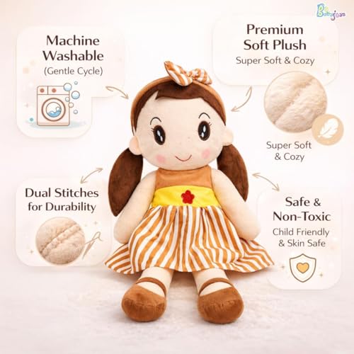 Image of Extra Large Cute Soft Baby Doll 80 CM for Kids | Plush Stuffed Toy for Girls & Boys | Super Soft Cuddly Hug Doll | Washable Plush Toy Doll (Brown)