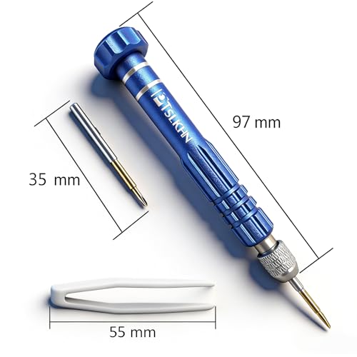 Image of PTSLKHN Eye Glass Repairing Kit, S2 Steel Screwdriver with 15 Types of Screws, Precision Eyeglass Repair Tool Set (Blue 2in1-screws)