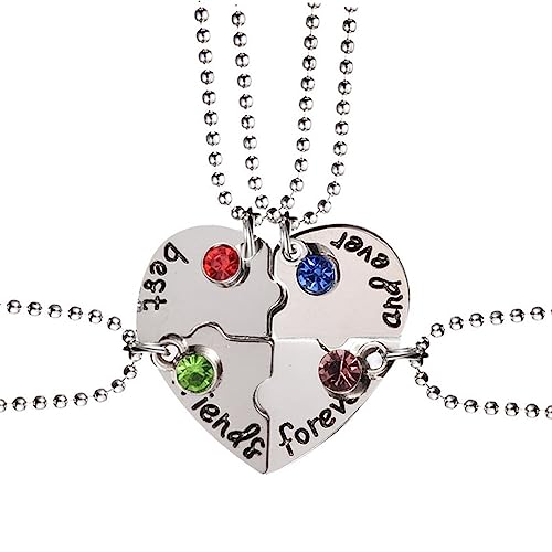 4 Pc Best Friends Forever And Ever Necklace Engraved Puzzle