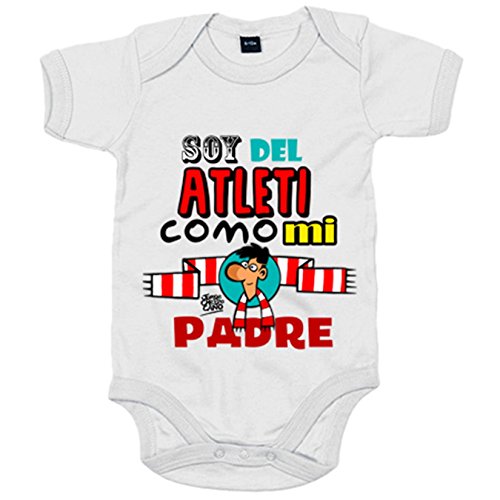 Body bebé Atlético de Madrid soy del Atleti como mi padre - Blanco, 6-12 meses