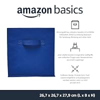 Amazon Basics Zusammenklappbarer Aufbewahrungswürfel/Organizer aus Stoff mit Griffen, 26,6 x 26,6 x 27,9 cm, 6 Stück, Einfarbig Marineblau – Ansicht 2