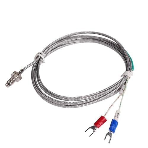 J Type M6 Screw Probe Thermocouple Temperature Sensor with 2M Cable for Industrial Temperature Controller Measurement Cable(Cable Length 1m)