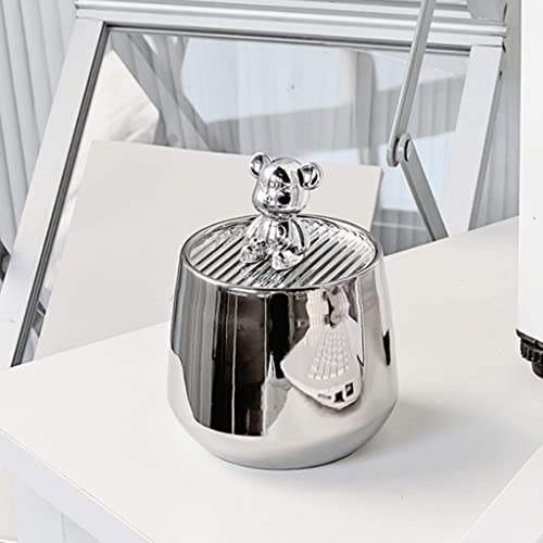 Porte-cure-dents argent portable et chic avec couvercle distributeur