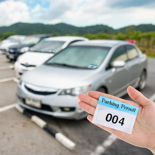 Image of Clabby 100 Pcs 2x3 Inch Parking Permit Stickers Static Window Stickers with Front Adhesive, Car Windshield Decals Numbered 001-100