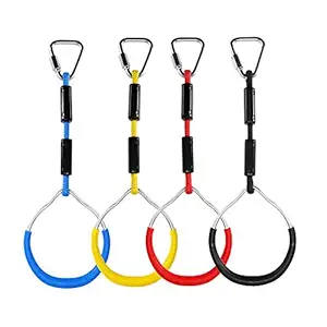 letsgood Colorful Swing Gymnastic Rings - Outdoor Backyard Play Sets & Playground Equipment for Ninja Line, Monkey Ring, Climbing Ring, Obstacle Ring - Swing Toys Set for Kids Boys Girls